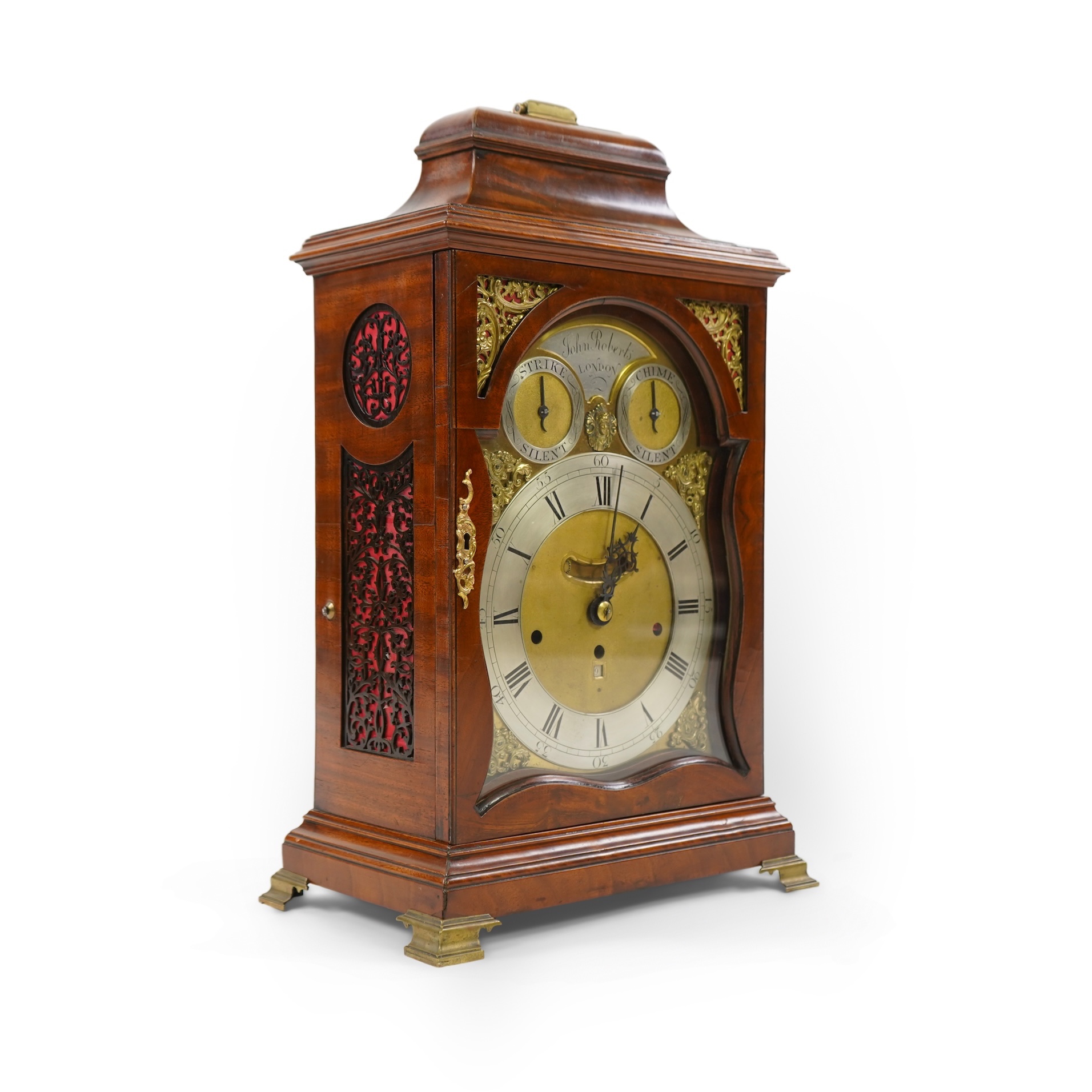 A George III mahogany triple fusee bracket clock by John Roberts, London